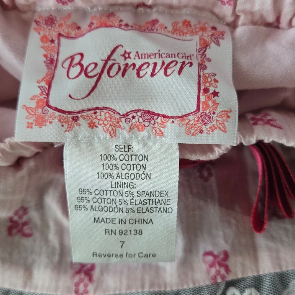American Girl BeForever Girls Samantha Pink Lacey Tiered Skort 7 Skirt Ruffle